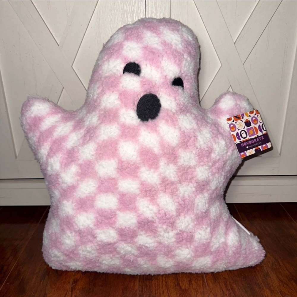 Pink Checkered Ghost Pillow